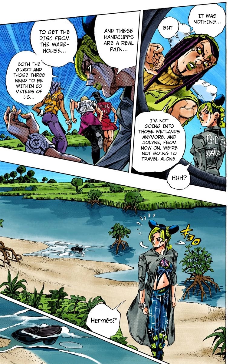 JoJo's Bizarre Adventure Part 6 - Stone Ocean (Official Colored) Chapter 28 page 9 - Chapter 28: There are Six of Us! Part 3