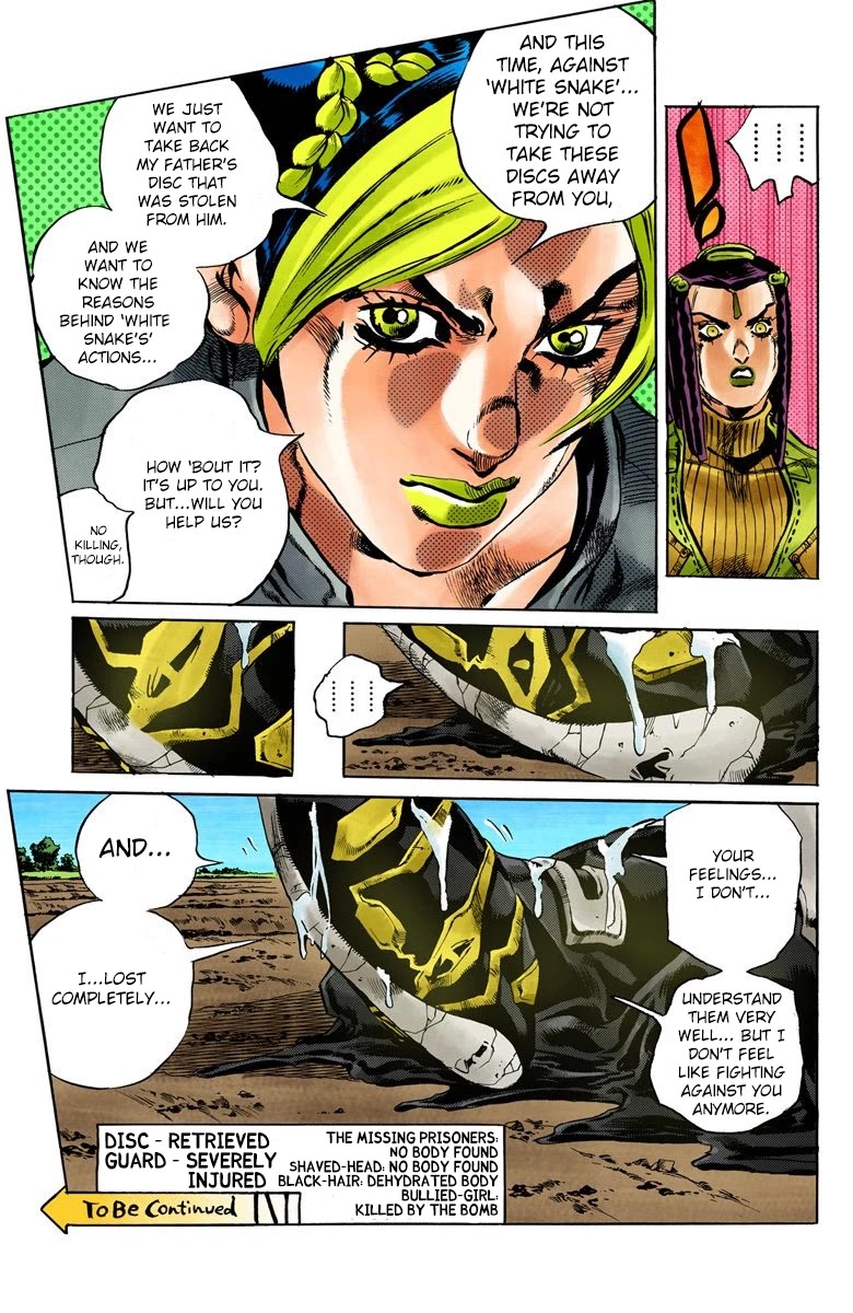 JoJo's Bizarre Adventure Part 6 - Stone Ocean (Official Colored) Chapter 32 page 19 - Chapter 32: Foo Fighters Part 2