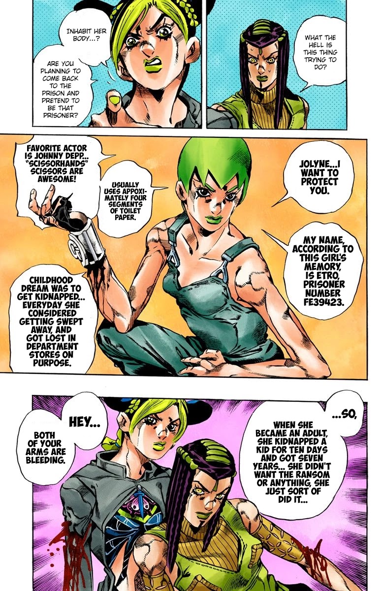 JoJo's Bizarre Adventure Part 6 - Stone Ocean (Official Colored) Chapter 33 page 8 - Chapter 33: Foo Fighters Part 3