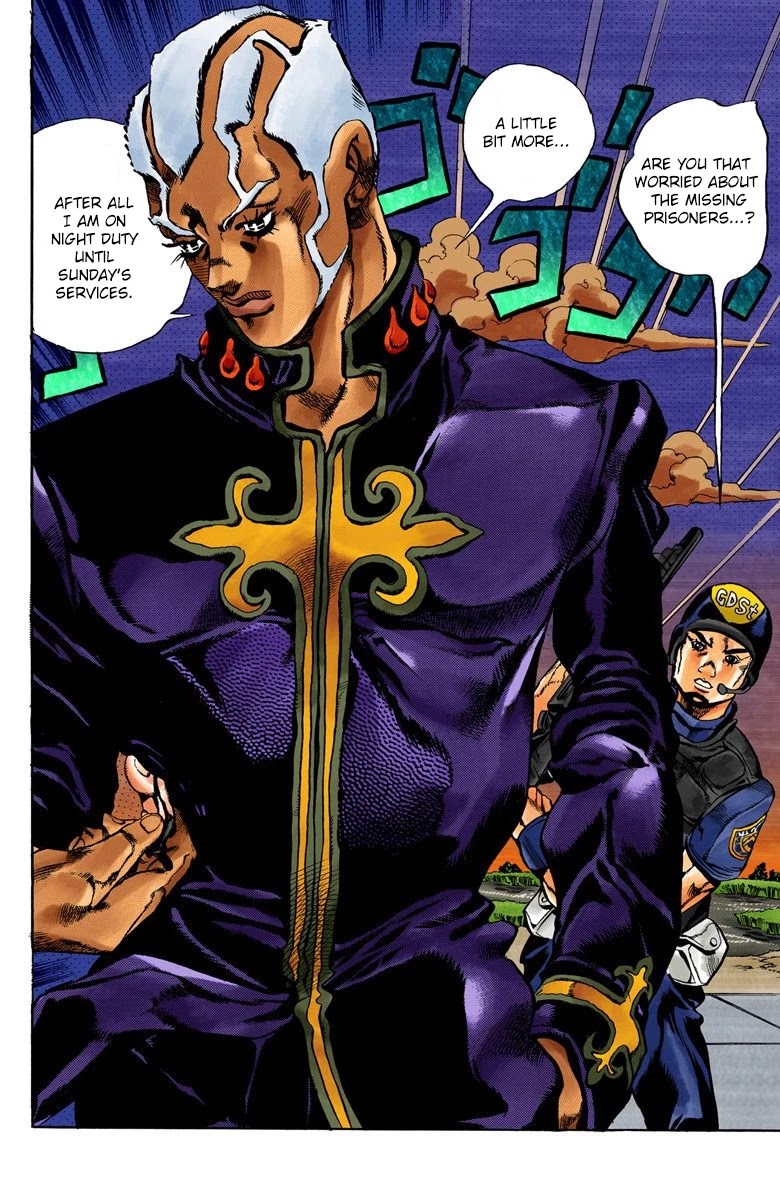 JoJo's Bizarre Adventure Part 6 - Stone Ocean (Official Colored) Chapter 34 page 1 - Chapter 34: Debt Collector Marilyn Manson Part 1
