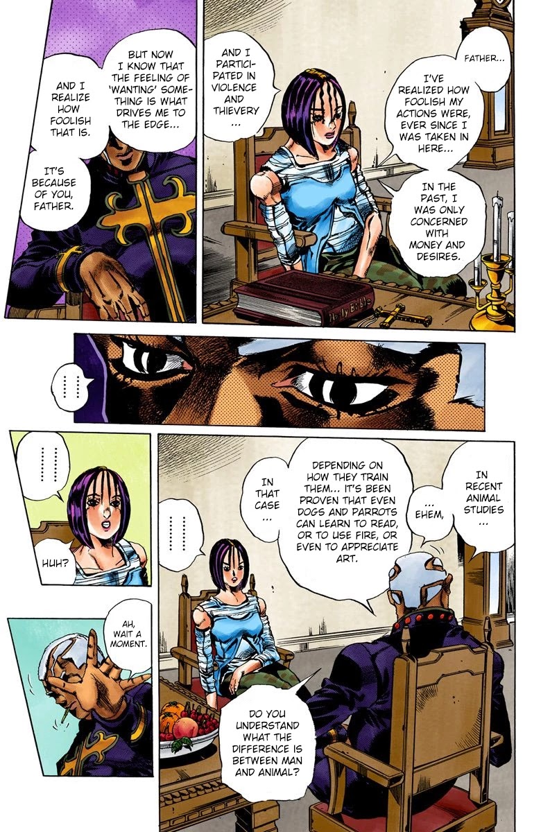 JoJo's Bizarre Adventure Part 6 - Stone Ocean (Official Colored) Chapter 34 page 12 - Chapter 34: Debt Collector Marilyn Manson Part 1