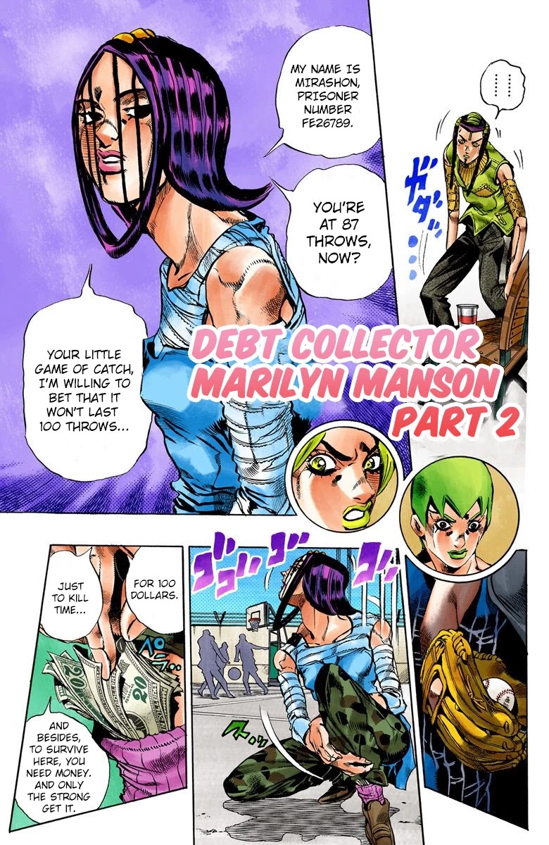 JoJo's Bizarre Adventure Part 6 - Stone Ocean (Official Colored) Chapter 35 page 2 - Chapter 35: Debt Collector Marilyn Manson Part 2