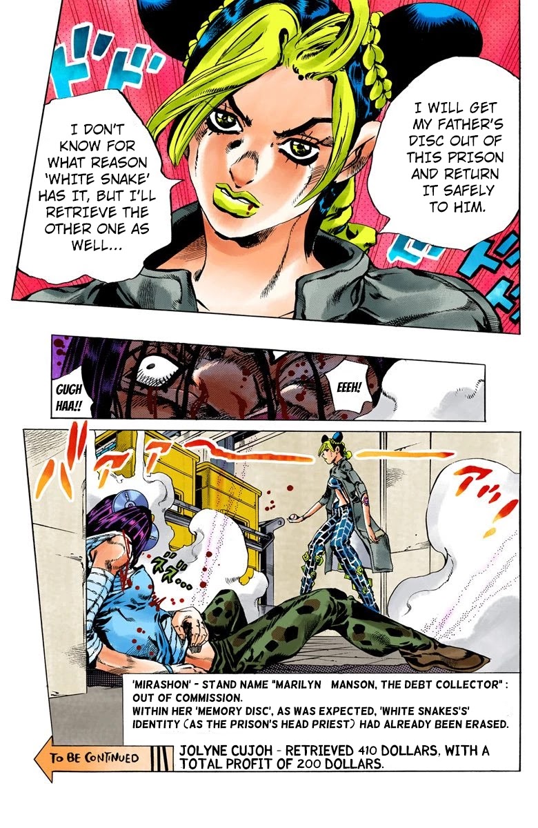 JoJo's Bizarre Adventure Part 6 - Stone Ocean (Official Colored) Chapter 39 page 19 - Chapter 39: Debt Collector Marilyn Manson Part 6