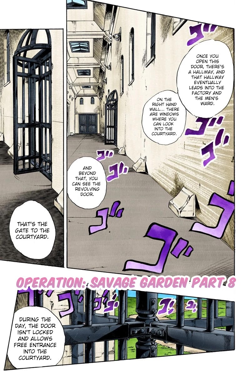 JoJo's Bizarre Adventure Part 6 - Stone Ocean (Official Colored) Chapter 47 page 1 - Chapter 47: Operation Savage Garden Part 8