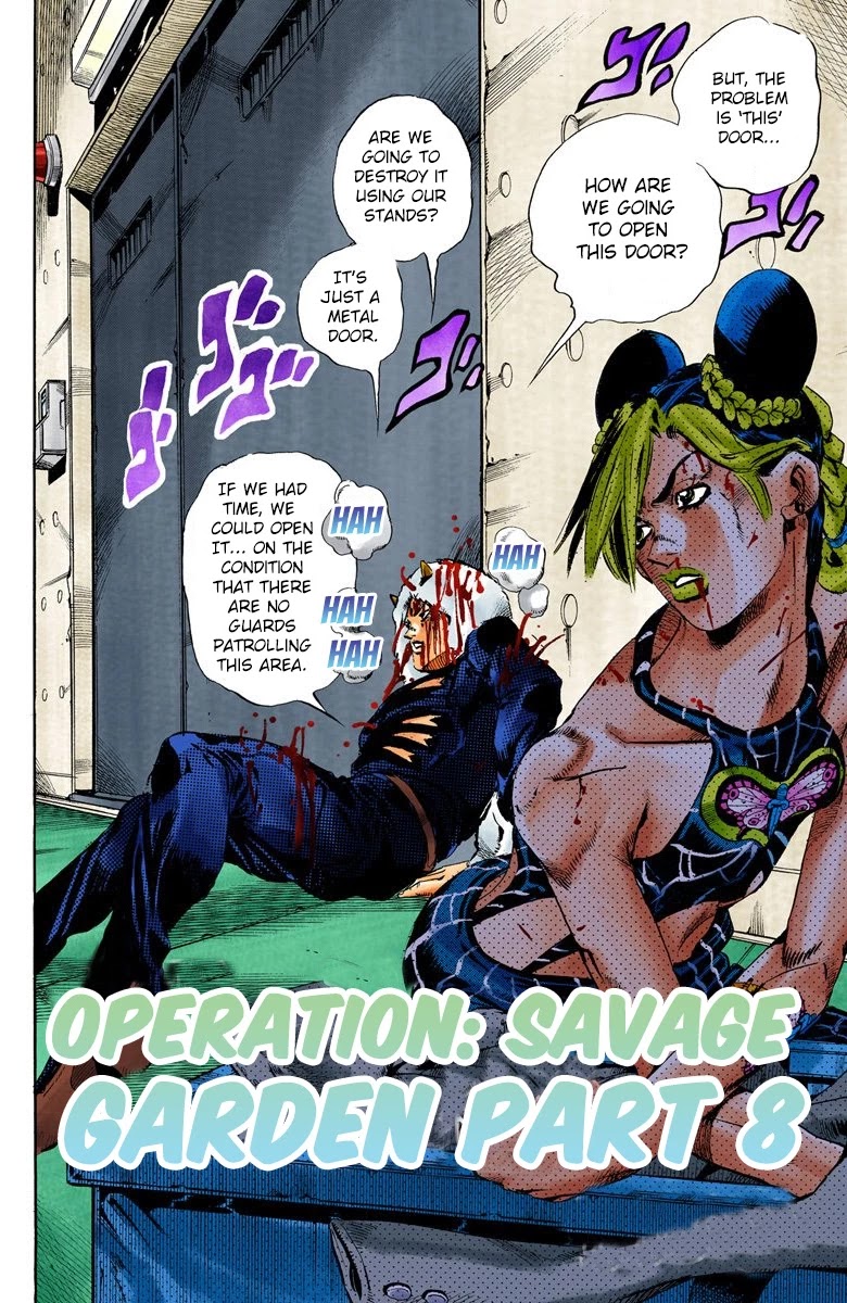 JoJo's Bizarre Adventure Part 6 - Stone Ocean (Official Colored) Chapter 47 page 2 - Chapter 47: Operation Savage Garden Part 8