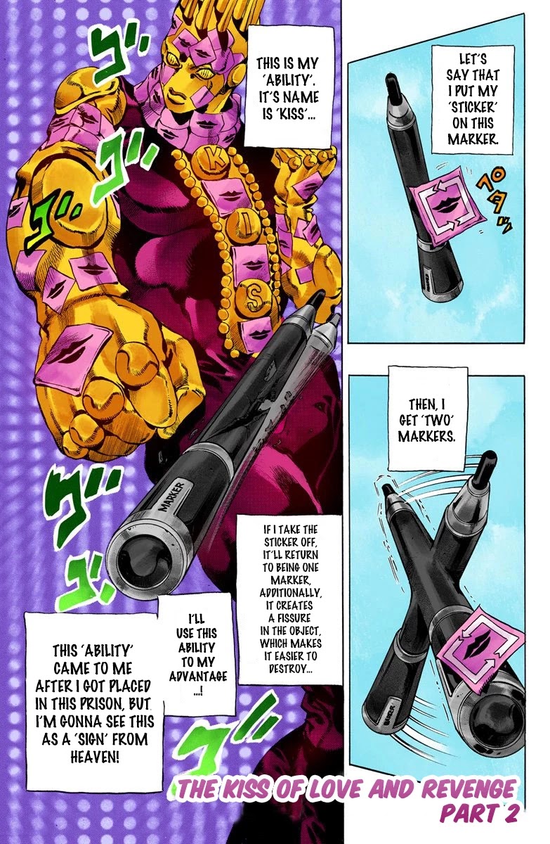 JoJo's Bizarre Adventure Part 6 - Stone Ocean (Official Colored) Chapter 52 page 1 - Chapter 52: The Kiss of Love and Revenge Part 2