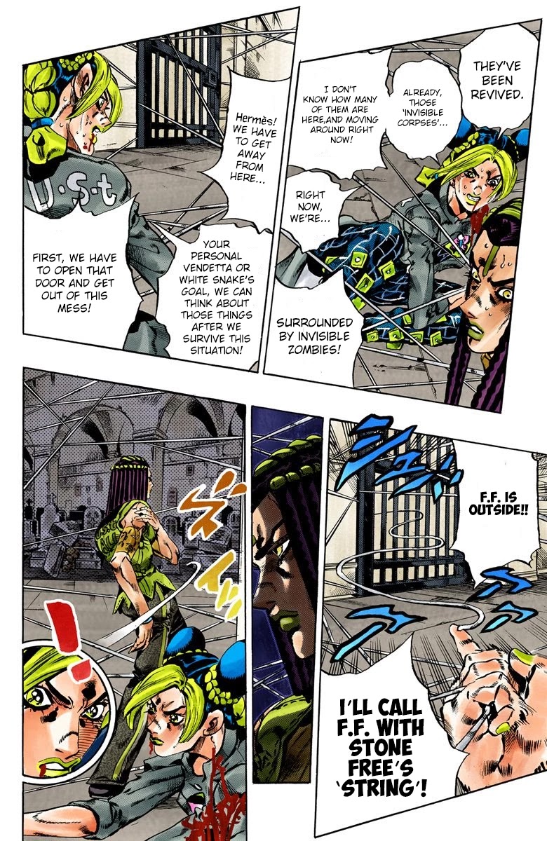 JoJo's Bizarre Adventure Part 6 - Stone Ocean (Official Colored) Chapter 56 page 12 - Chapter 56: The Kiss of Love and Revenge Part 6