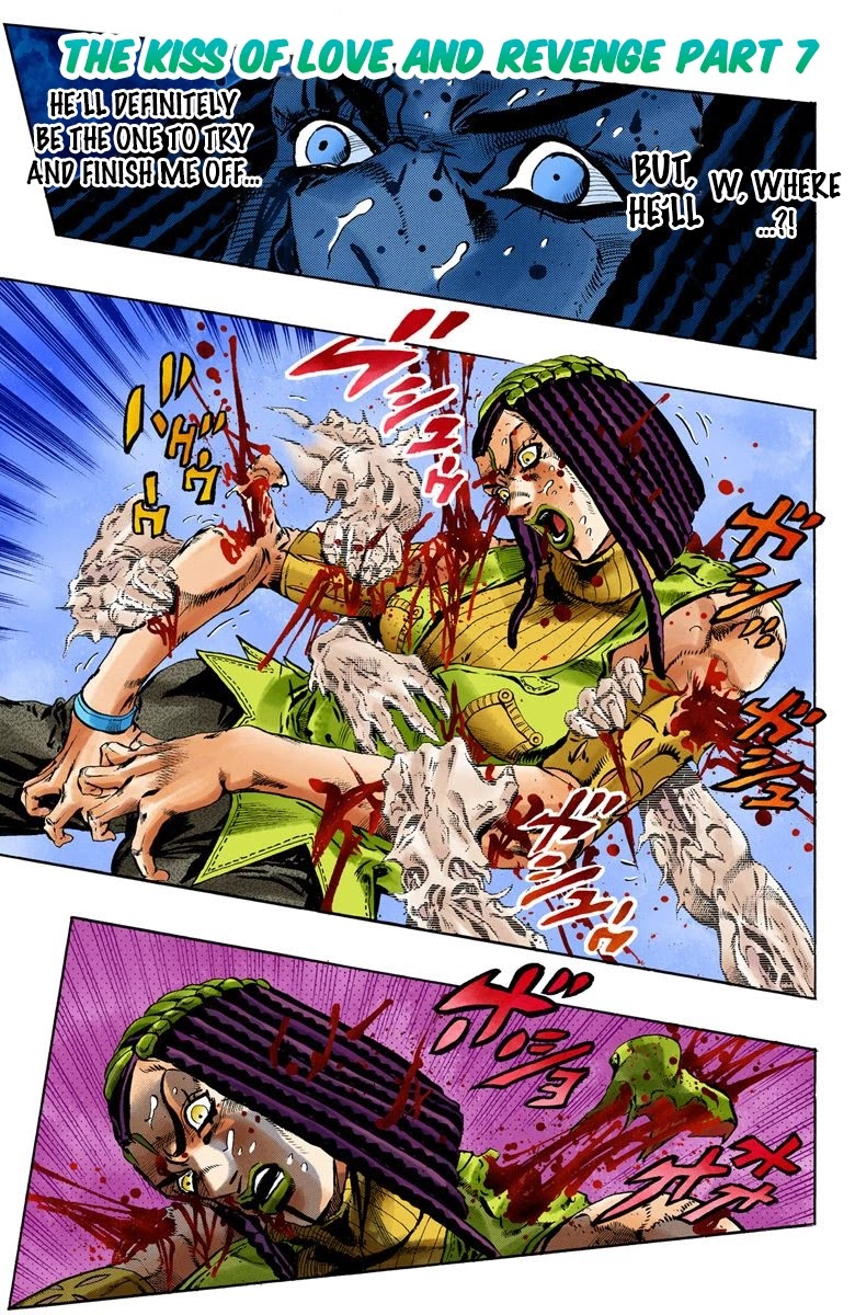 JoJo's Bizarre Adventure Part 6 - Stone Ocean (Official Colored) Chapter 57 page 1 - Chapter 57: The Kiss of Love and Revenge Part 7