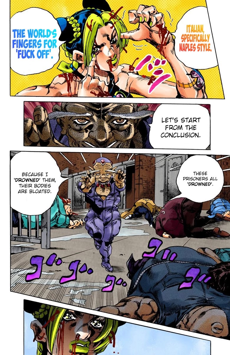 JoJo's Bizarre Adventure Part 6 - Stone Ocean (Official Colored) Chapter 67 page 8 - Chapter 67: Burn, Dragons's Dream! Part 1