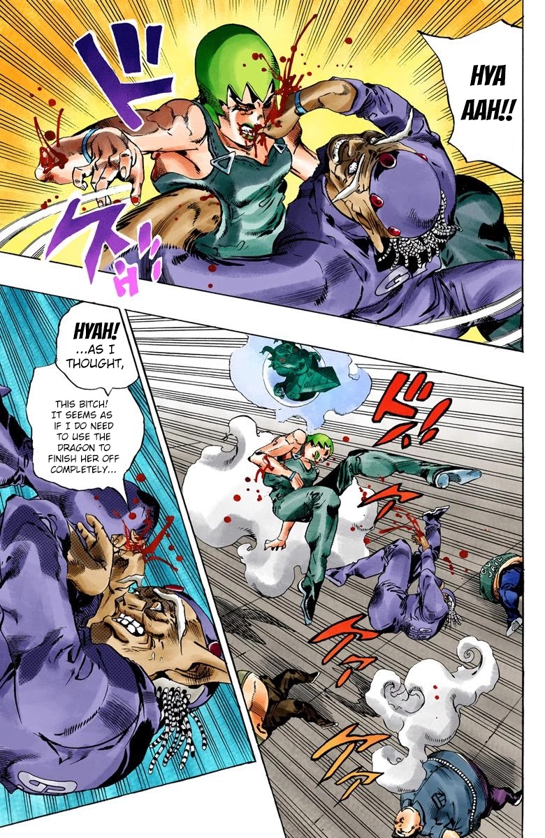 JoJo's Bizarre Adventure Part 6 - Stone Ocean (Official Colored) Chapter 70 page 10 - Chapter 70: Burn, Dragons's Dream! Part 4
