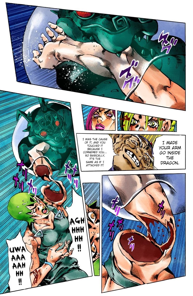 JoJo's Bizarre Adventure Part 6 - Stone Ocean (Official Colored) Chapter 70 page 12 - Chapter 70: Burn, Dragons's Dream! Part 4