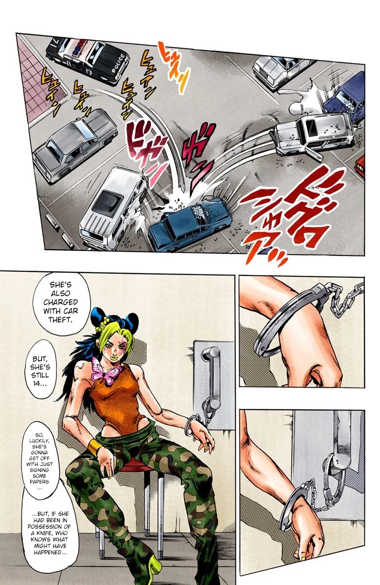 JoJo's Bizarre Adventure Part 6 - Stone Ocean (Official Colored) Chapter 75 page 12 - Chapter 75: Father: Jotaro Kujo; Daughter: Jolyne Cujoh