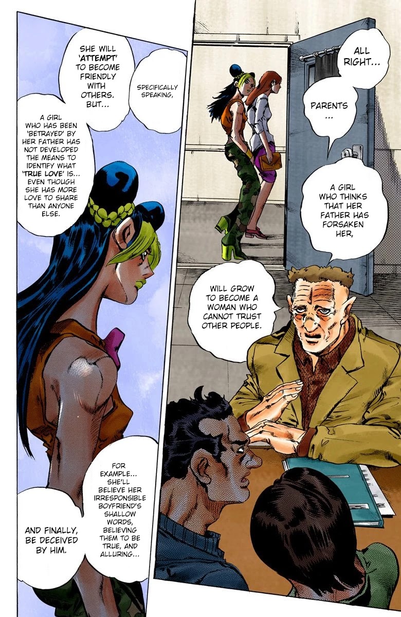 JoJo's Bizarre Adventure Part 6 - Stone Ocean (Official Colored) Chapter 75 page 15 - Chapter 75: Father: Jotaro Kujo; Daughter: Jolyne Cujoh