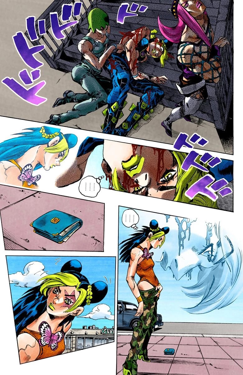 JoJo's Bizarre Adventure Part 6 - Stone Ocean (Official Colored) Chapter 75 page 8 - Chapter 75: Father: Jotaro Kujo; Daughter: Jolyne Cujoh