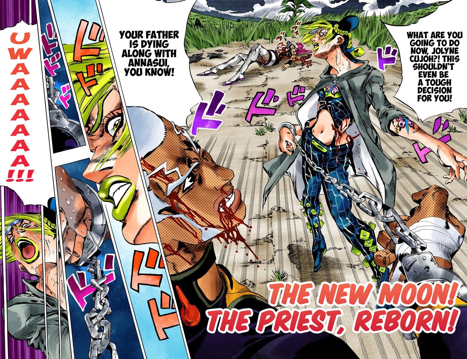JoJo's Bizarre Adventure Part 6 - Stone Ocean (Official Colored) Chapter 95 page 2 - Chapter 95: The New Moon! The Priest, Reborn