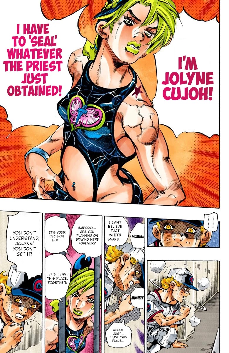 JoJo's Bizarre Adventure Part 6 - Stone Ocean (Official Colored) Chapter 96 page 14 - Chapter 96: Jail House Lock! Part 1