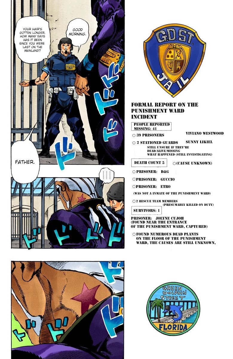 JoJo's Bizarre Adventure Part 6 - Stone Ocean (Official Colored) Chapter 96 page 3 - Chapter 96: Jail House Lock! Part 1