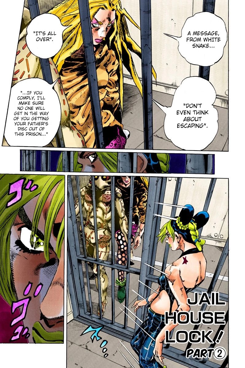 JoJo's Bizarre Adventure Part 6 - Stone Ocean (Official Colored) Chapter 97 page 1 - Chapter 97: Jail House Lock! Part 2