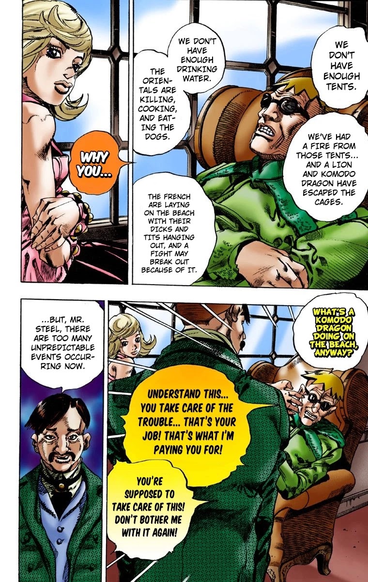 JoJo's Bizarre Adventure Part 7 - Steel Ball Run (Official Colored) Chapter 1 page 24 - Chapter 1: The Steel Ball Run Press Conference