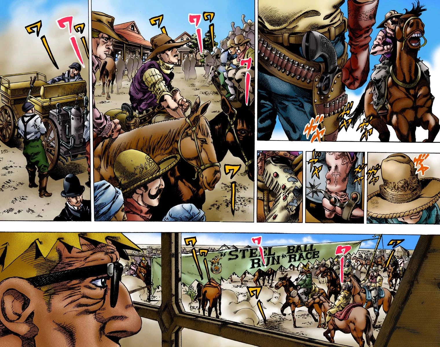 JoJo's Bizarre Adventure Part 7 - Steel Ball Run (Official Colored) Chapter 1 page 27 - Chapter 1: The Steel Ball Run Press Conference