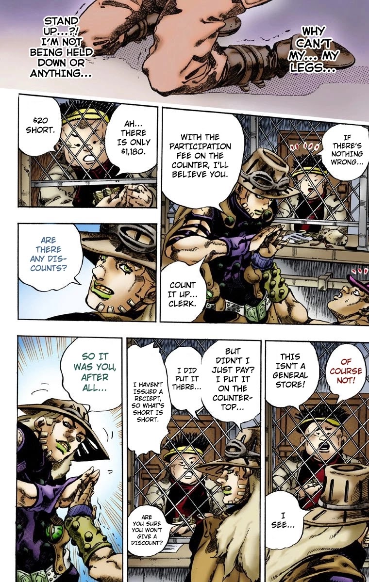 JoJo's Bizarre Adventure Part 7 - Steel Ball Run (Official Colored) Chapter 1 page 45 - Chapter 1: The Steel Ball Run Press Conference