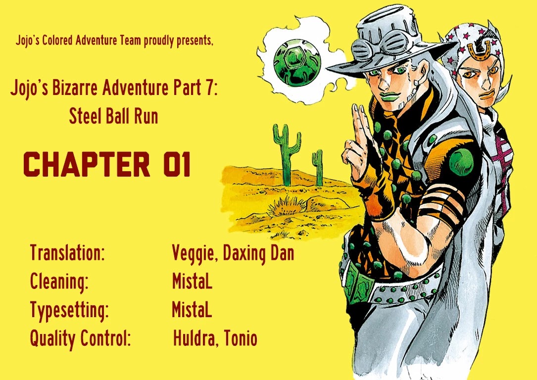 JoJo's Bizarre Adventure Part 7 - Steel Ball Run (Official Colored) Chapter 1 page 47 - Chapter 1: The Steel Ball Run Press Conference
