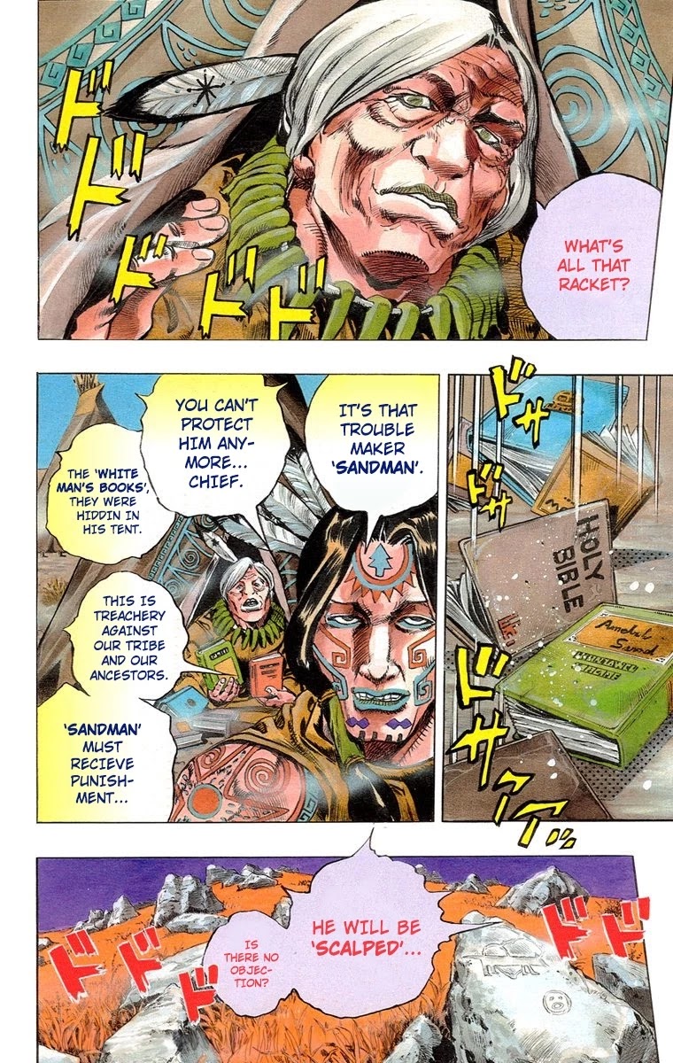 JoJo's Bizarre Adventure Part 7 - Steel Ball Run (Official Colored) Chapter 1 page 5 - Chapter 1: The Steel Ball Run Press Conference