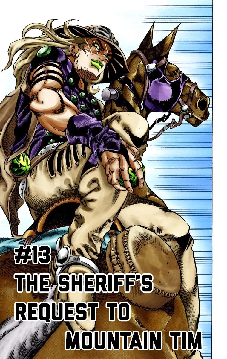 JoJo's Bizarre Adventure Part 7 - Steel Ball Run (Official Colored) Chapter 13 page 2 - Chapter 13: The Sheriff's Request to Mountain Tim
