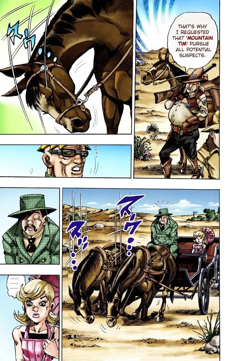 JoJo's Bizarre Adventure Part 7 - Steel Ball Run (Official Colored) Chapter 13 page 4 - Chapter 13: The Sheriff's Request to Mountain Tim