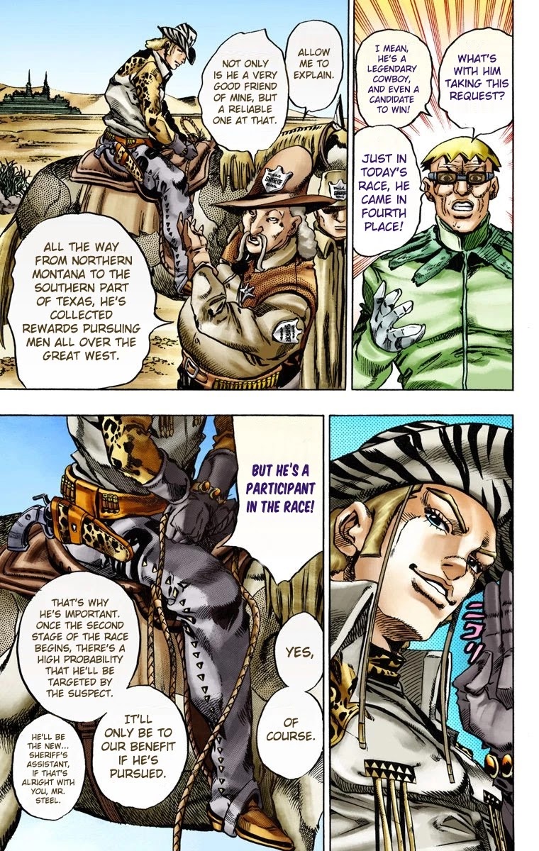 JoJo's Bizarre Adventure Part 7 - Steel Ball Run (Official Colored) Chapter 13 page 7 - Chapter 13: The Sheriff's Request to Mountain Tim