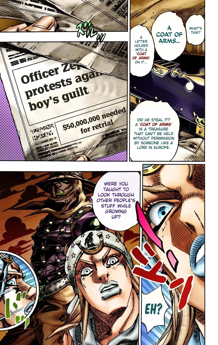 JoJo's Bizarre Adventure Part 7 - Steel Ball Run (Official Colored) Chapter 15 page 12 - Chapter 15: The Desert Born Outlaws Part 1