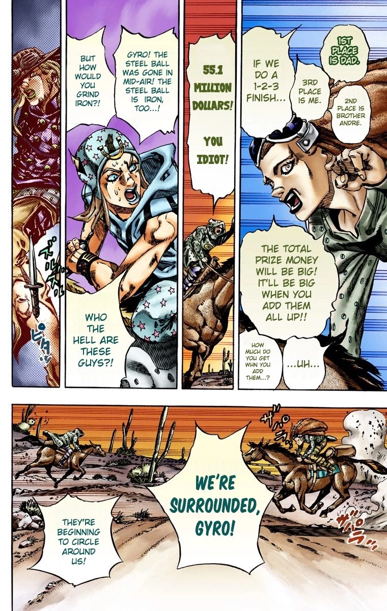 JoJo's Bizarre Adventure Part 7 - Steel Ball Run (Official Colored) Chapter 16 page 15 - Chapter 16: The Desert Born Outlaws Part 2