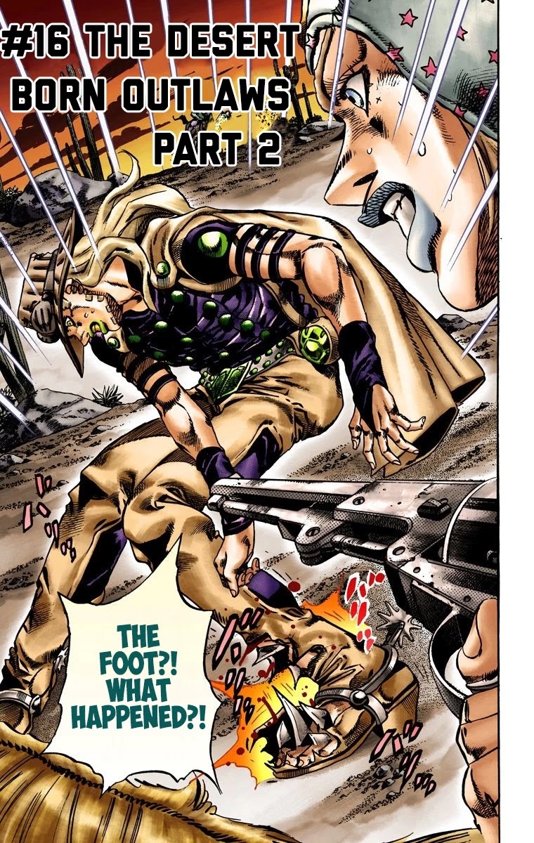 JoJo's Bizarre Adventure Part 7 - Steel Ball Run (Official Colored) Chapter 16 page 2 - Chapter 16: The Desert Born Outlaws Part 2