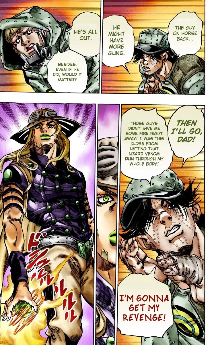 JoJo's Bizarre Adventure Part 7 - Steel Ball Run (Official Colored) Chapter 16 page 21 - Chapter 16: The Desert Born Outlaws Part 2