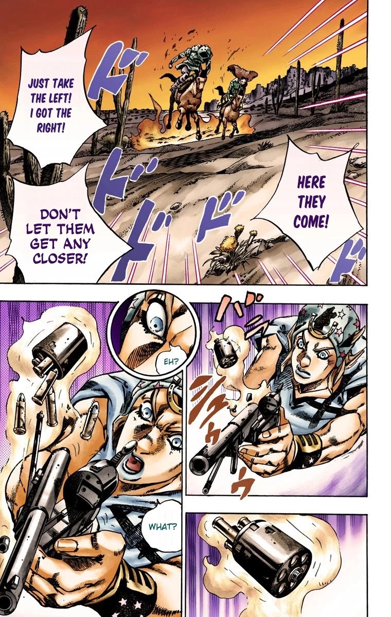JoJo's Bizarre Adventure Part 7 - Steel Ball Run (Official Colored) Chapter 16 page 5 - Chapter 16: The Desert Born Outlaws Part 2