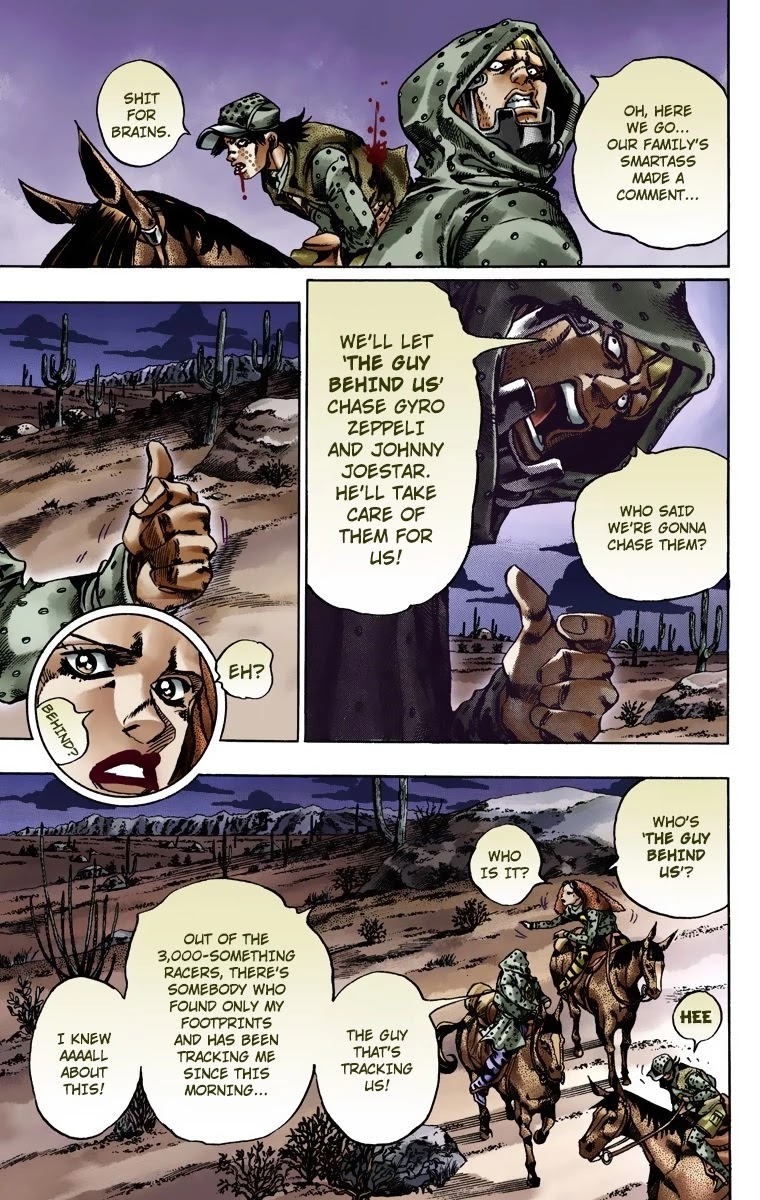 JoJo's Bizarre Adventure Part 7 - Steel Ball Run (Official Colored) Chapter 17 page 9 - Chapter 17: The Desert Born Outlaws Part 3