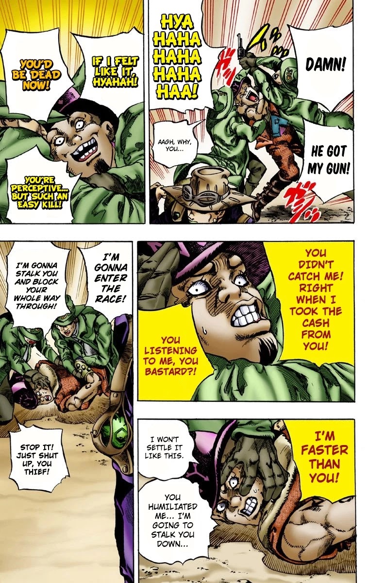 JoJo's Bizarre Adventure Part 7 - Steel Ball Run (Official Colored) Chapter 2 page 14 - Chapter 2: Gyro Zeppeli