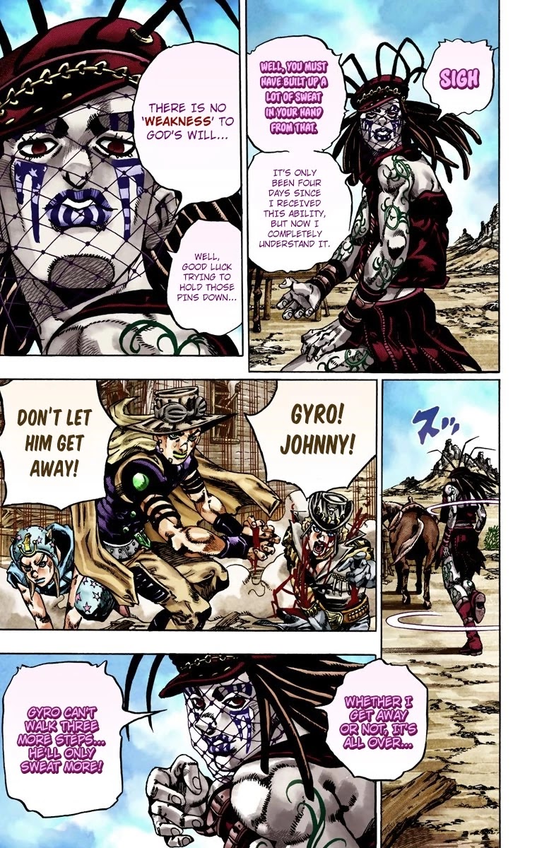 JoJo's Bizarre Adventure Part 7 - Steel Ball Run (Official Colored) Chapter 22 page 27 - Chapter 22: The Terrorist from a Far Off Country Part 1
