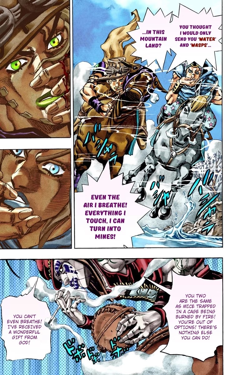 JoJo's Bizarre Adventure Part 7 - Steel Ball Run (Official Colored) Chapter 23 page 22 - Chapter 23: The Terrorist from a Far Off Country Part 2