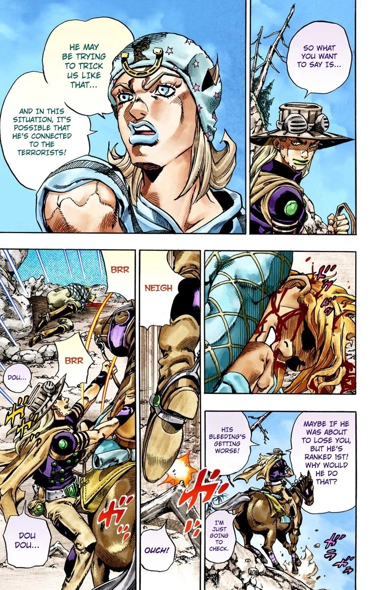 JoJo's Bizarre Adventure Part 7 - Steel Ball Run (Official Colored) Chapter 28 page 25 - Chapter 28: Scary Monsters Part 1