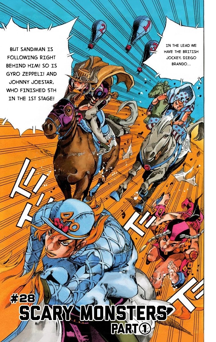 JoJo's Bizarre Adventure Part 7 - Steel Ball Run (Official Colored) Chapter 28 page 3 - Chapter 28: Scary Monsters Part 1
