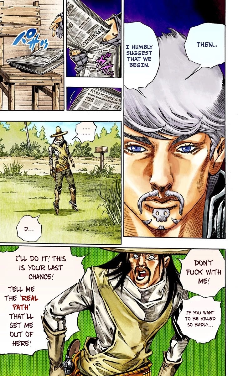 JoJo's Bizarre Adventure Part 7 - Steel Ball Run (Official Colored) Chapter 33 page 43 - Chapter 33: The True Man's World Part 1