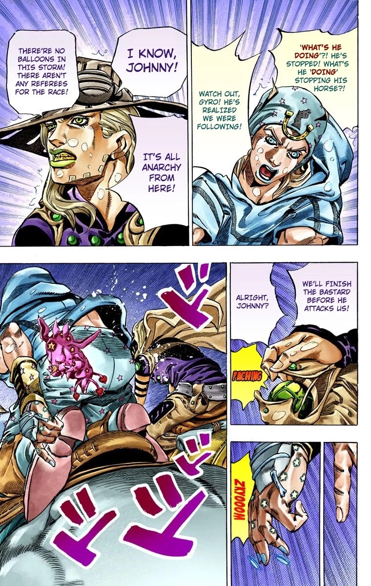 JoJo's Bizarre Adventure Part 7 - Steel Ball Run (Official Colored) Chapter 38 page 23 - Chapter 38: Catch the Rainbow (On That Stormy Night) Part 1