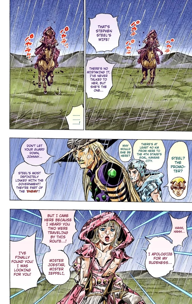 JoJo's Bizarre Adventure Part 7 - Steel Ball Run (Official Colored) Chapter 39 page 22 - Chapter 39: Catch the Rainbow (On That Stormy Night) Part 2