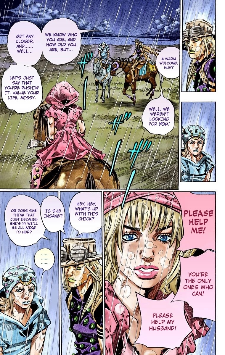JoJo's Bizarre Adventure Part 7 - Steel Ball Run (Official Colored) Chapter 39 page 23 - Chapter 39: Catch the Rainbow (On That Stormy Night) Part 2