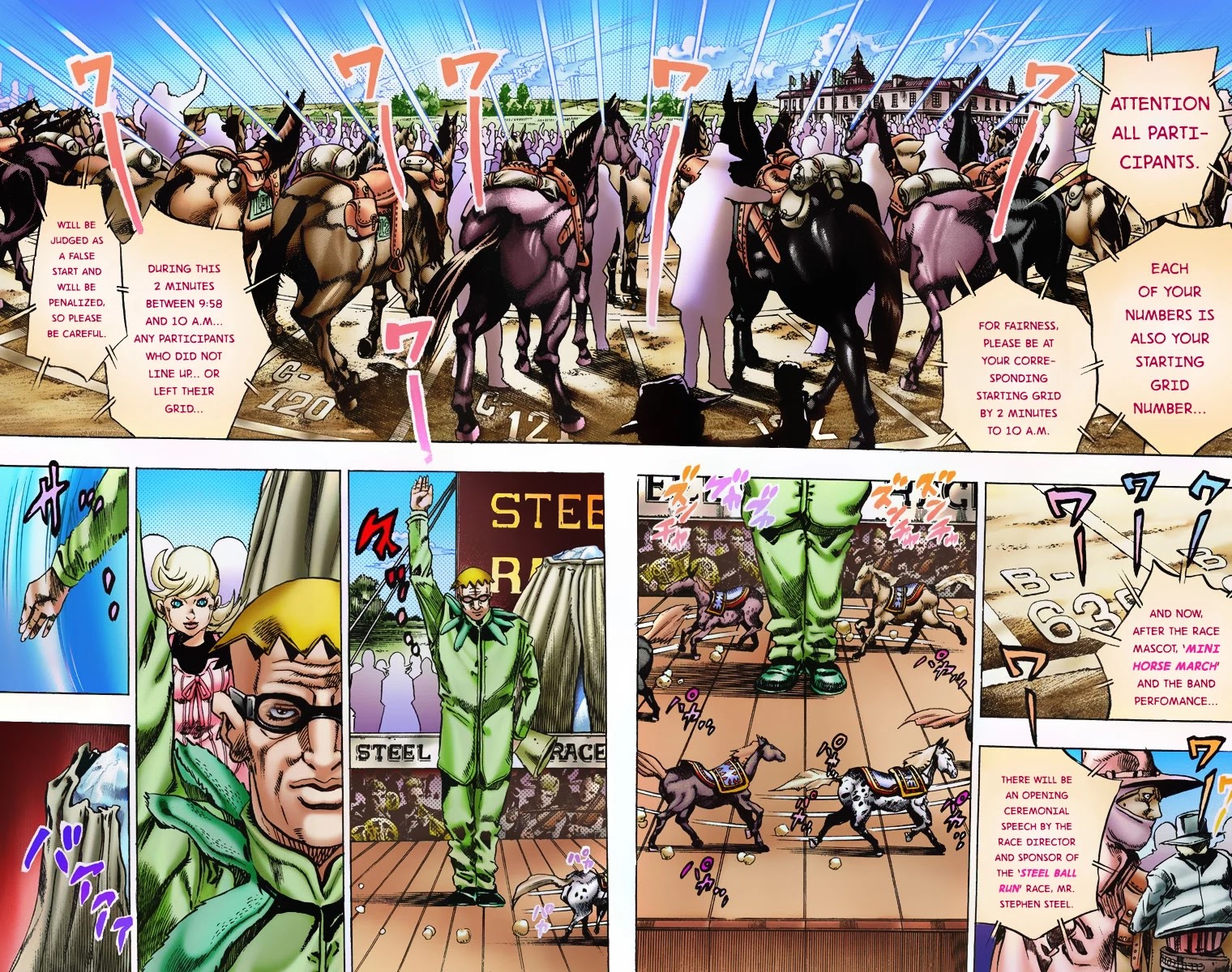 JoJo's Bizarre Adventure Part 7 - Steel Ball Run (Official Colored) Chapter 4 page 18 - Chapter 4: September 25 1890 - 3 Hours to Start