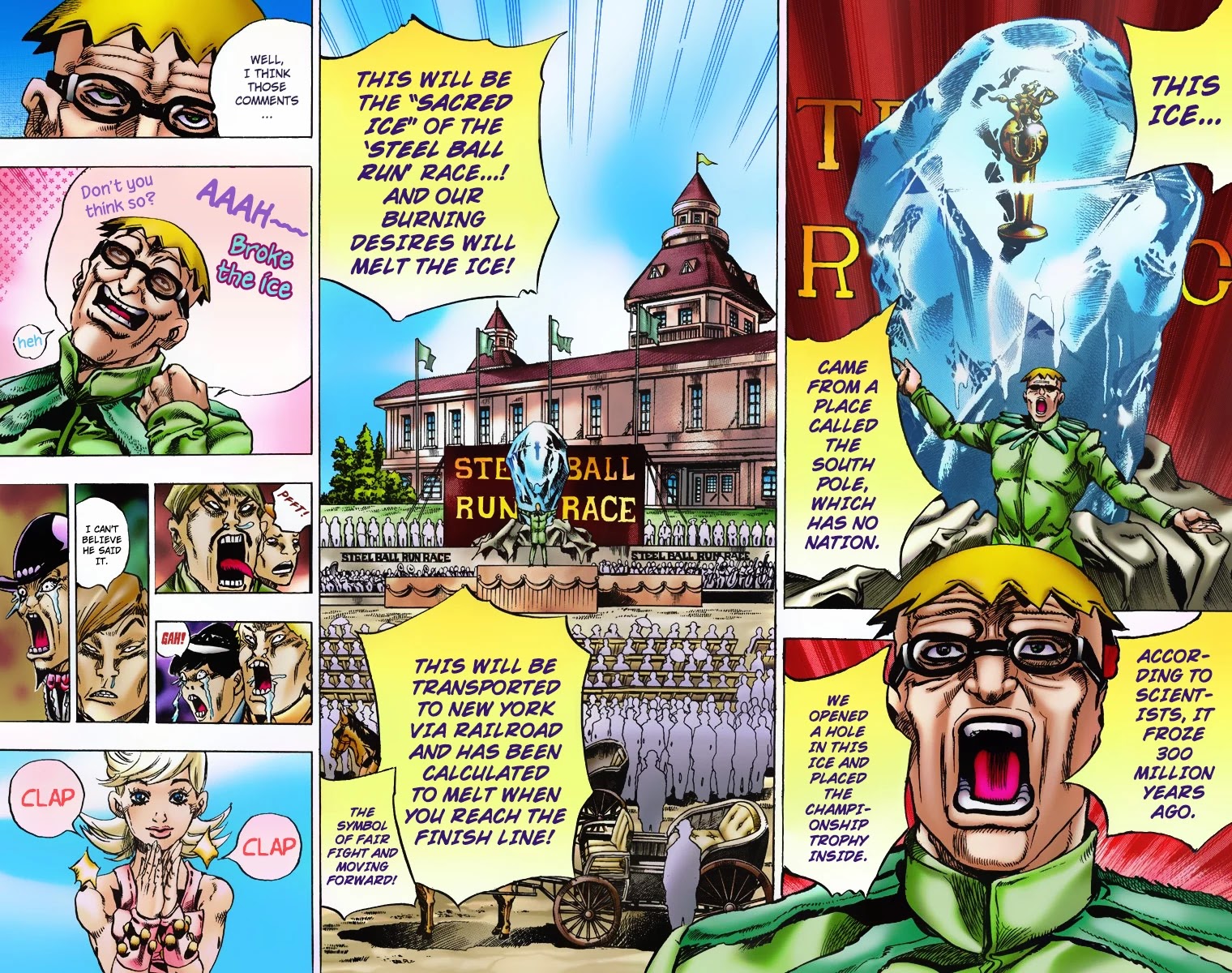 JoJo's Bizarre Adventure Part 7 - Steel Ball Run (Official Colored) Chapter 4 page 19 - Chapter 4: September 25 1890 - 3 Hours to Start