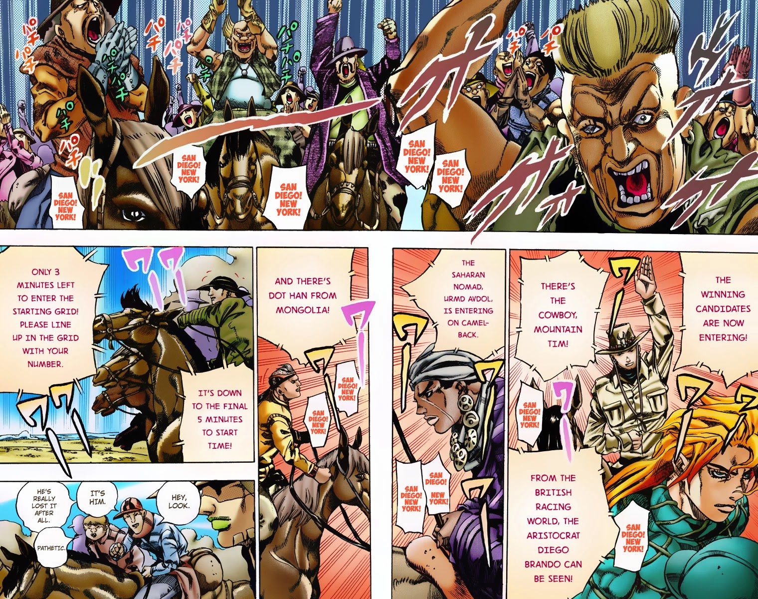 JoJo's Bizarre Adventure Part 7 - Steel Ball Run (Official Colored) Chapter 4 page 20 - Chapter 4: September 25 1890 - 3 Hours to Start