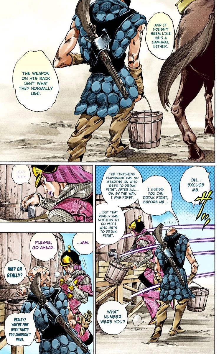 JoJo's Bizarre Adventure Part 7 - Steel Ball Run (Official Colored) Chapter 40 page 10 - Chapter 40: A Silent Way Part 1