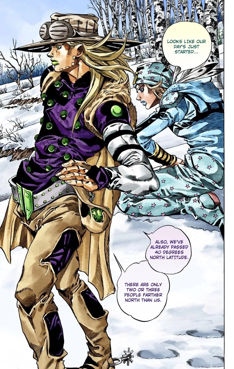 JoJo's Bizarre Adventure Part 7 - Steel Ball Run (Official Colored) Chapter 45 page 11 - Chapter 45: The Promised Land- Sugar Mountain Part 1